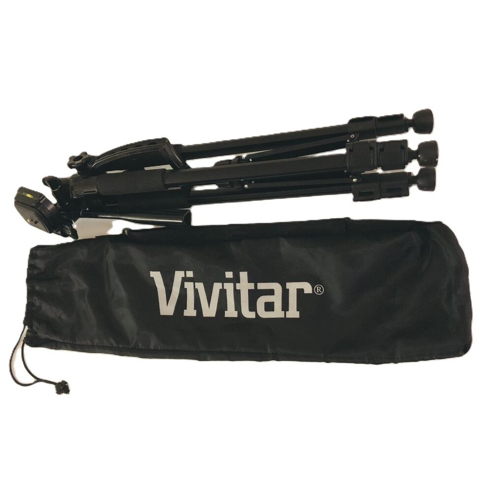 Vivitar Camera Tripod With Bag Adjustable Legs Shortest 20.5" Highest 57" Black